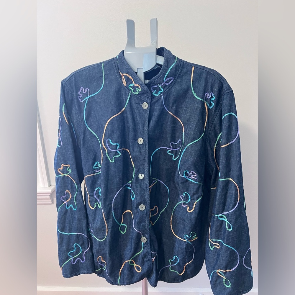 Napa Valley Embroidered Denim Button-Up jacket/blazer